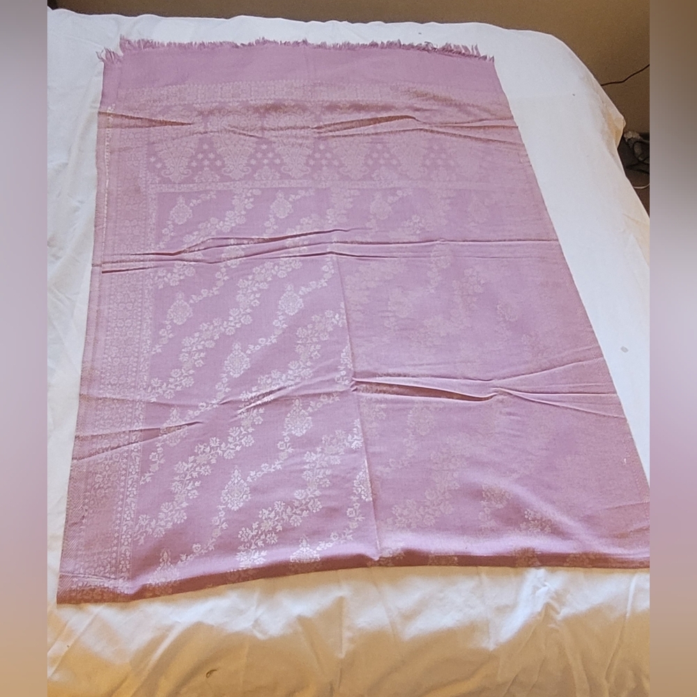 (2) different scarfs: Tibet Yak Wool Pink/Gold Shawl/Scarf 82x29 (315) - Picture 2 of 16
